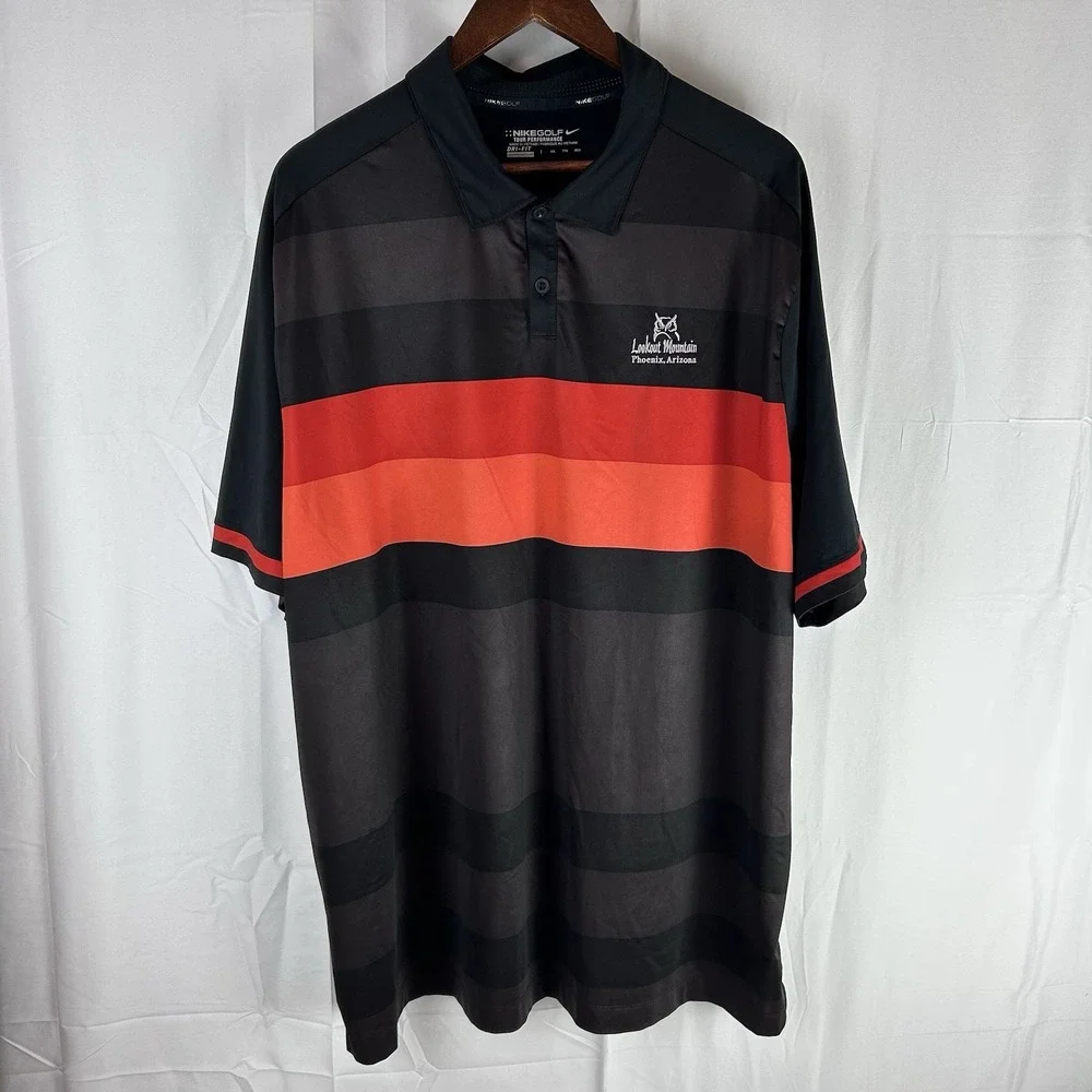 Nike Golf Tour Performance Dri-FIT Polo Shirt Striped Mens XXL Lookout Mountain‎